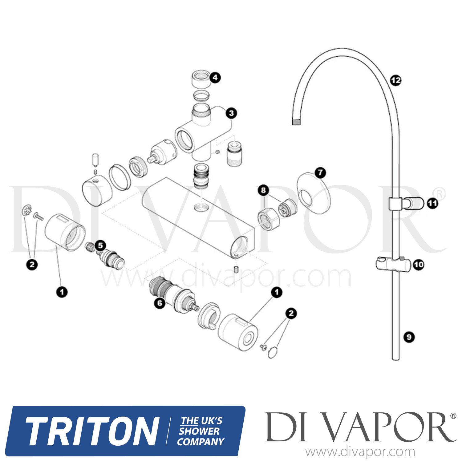 Triton Dove Bar Mixer Shower with Diverter Spare Parts TR DV 239